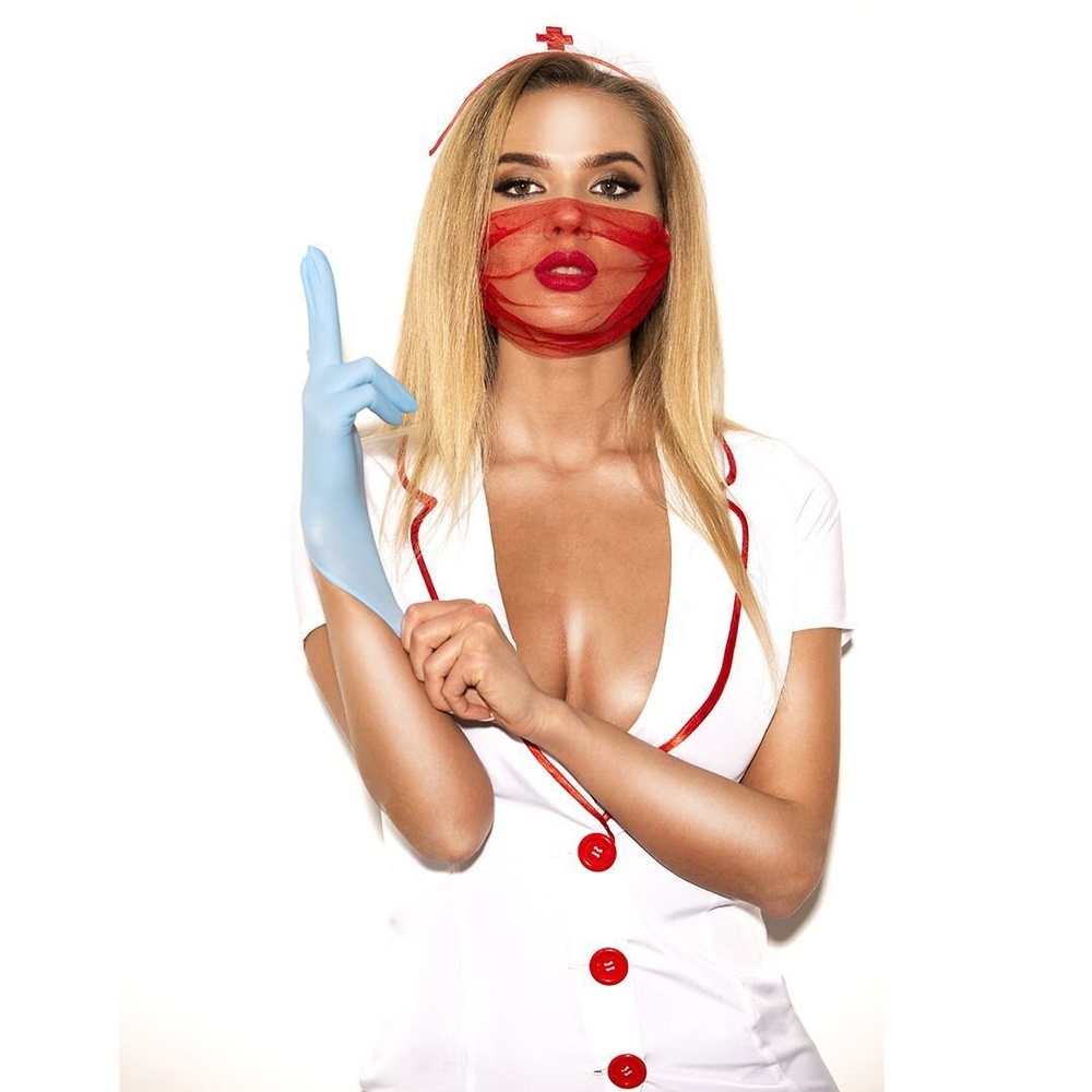 Еротичний костюм медсестри "Виконавча Луїза" L, халатик, шапочка, рукавички, маска фото