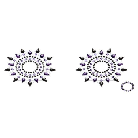 Пэстис из кристаллов Petits Joujoux Gloria set of 2 - Black/Purple, украшение на грудь фото