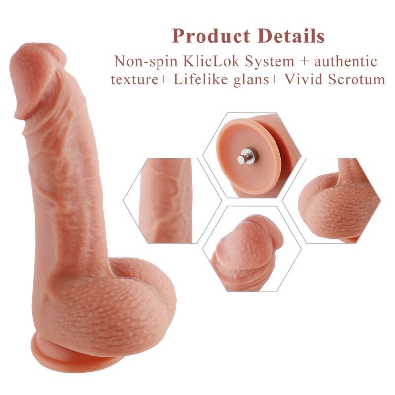 Ультрареалистичный фаллоимитатор для секс-машин Hismith 8.3″ 2-layers Silicone Flesh Dildo, двухслой фото