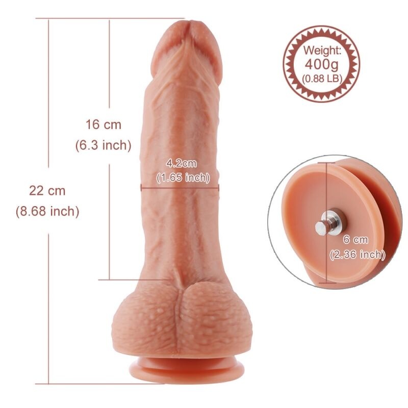 Ультрареалістичний фалоімітатор для секс-машин Hismith 8.3″ 2-layers Silicone Flesh Dildo, двошарови фото