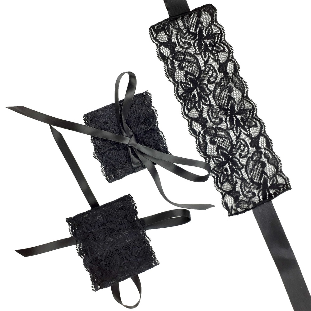 Эротический набор повязка на глаза и наручники Blindfold and Handcuffs Aria фото