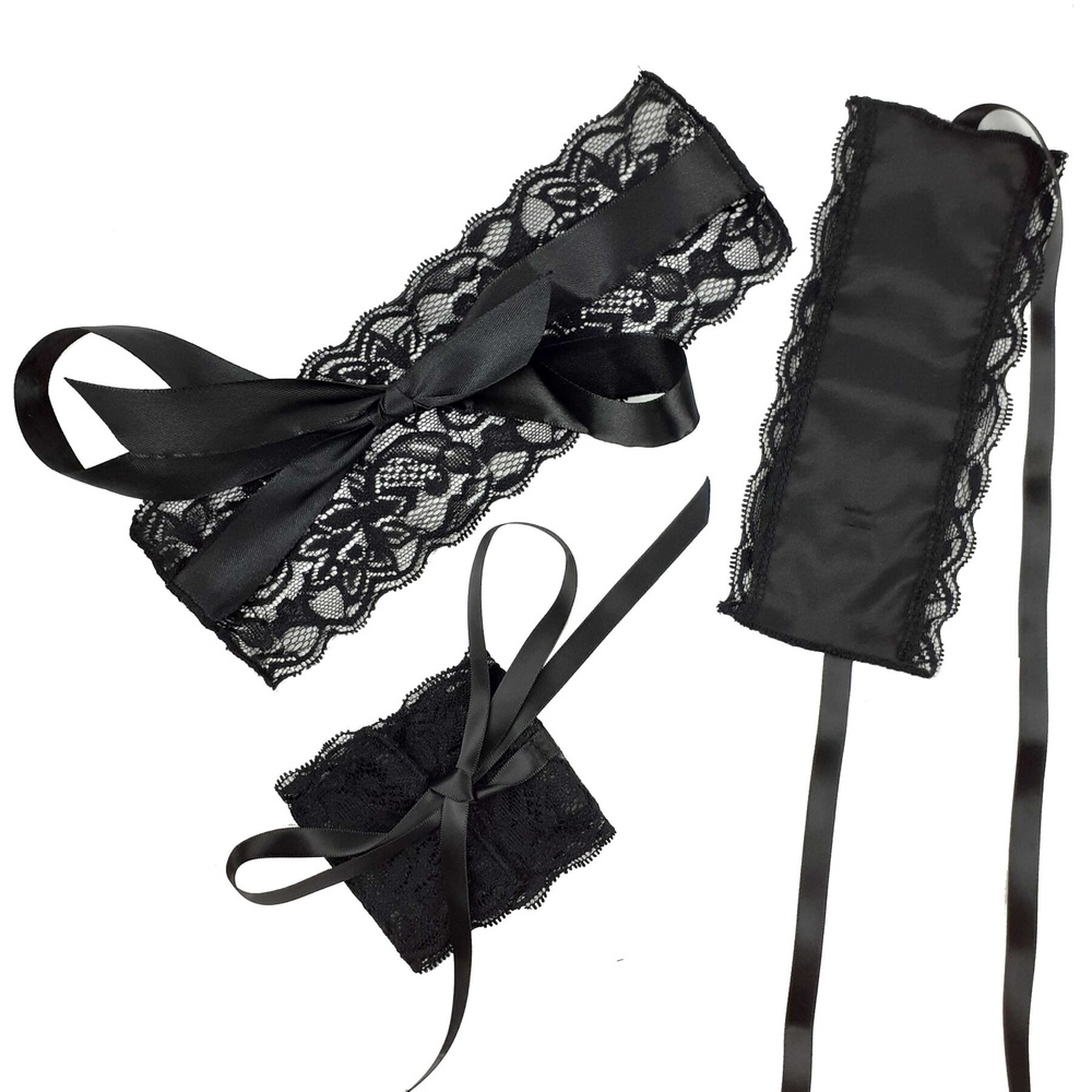 Еротичний набір пов'язка на очі та наручники Blindfold and Handcuffs Aria фото