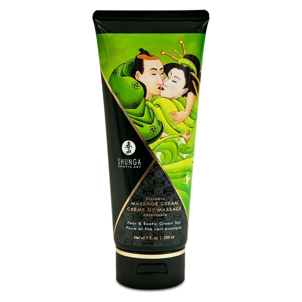 Їстівний масажний крем Shunga Kissable Massage Cream — Pear & Exotic Green Tea (200 мл) фото