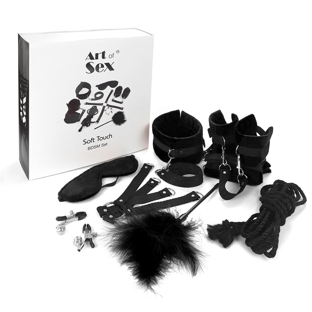 Набір БДСМ Art of Sex - Soft Touch BDSM Set, 9 предметів, Чорний фото
