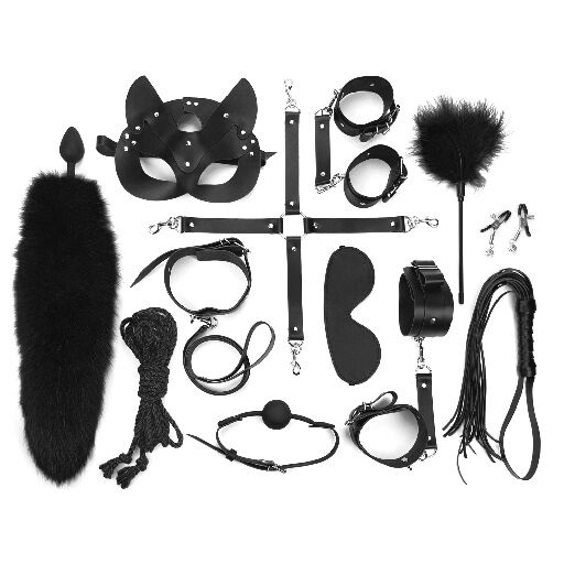 Набір Art of Sex - Maxi BDSM Set Leather, 13 предметів, натуральна шкіра, Чорний фото