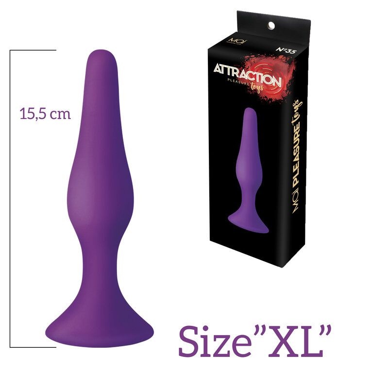 Анальна пробка на присоску MAI Attraction Toys №35 Purple, довжина 15,5 см, діаметр 3,8см фото