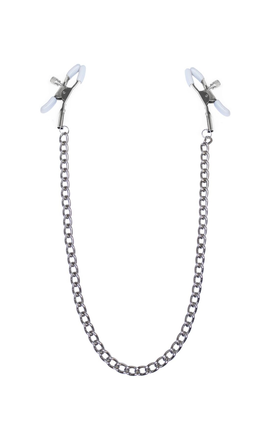 Зажимы для сосков с цепочкой Feral Feelings - Nipple clamps Classic, серебро/белый фото
