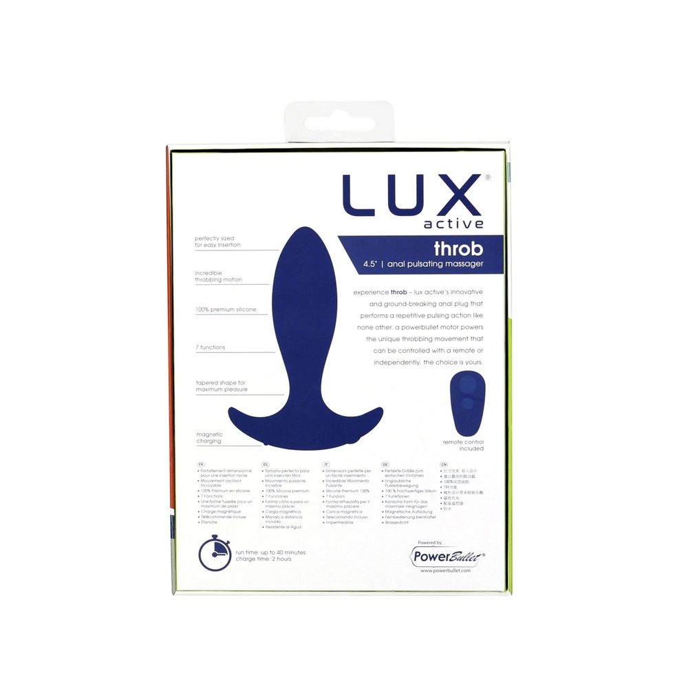 Анальная пробка с пульсацией Lux Active – Throb – 4.5" Anal Pulsating Massager, пульт ДУ фото