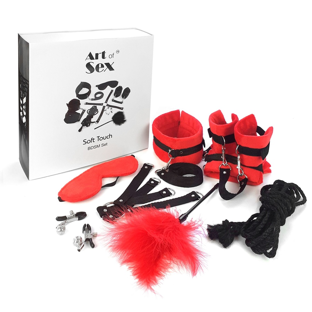 Набор БДСМ Art of Sex - Soft Touch BDSM Set, 9 предметов, Красный фото