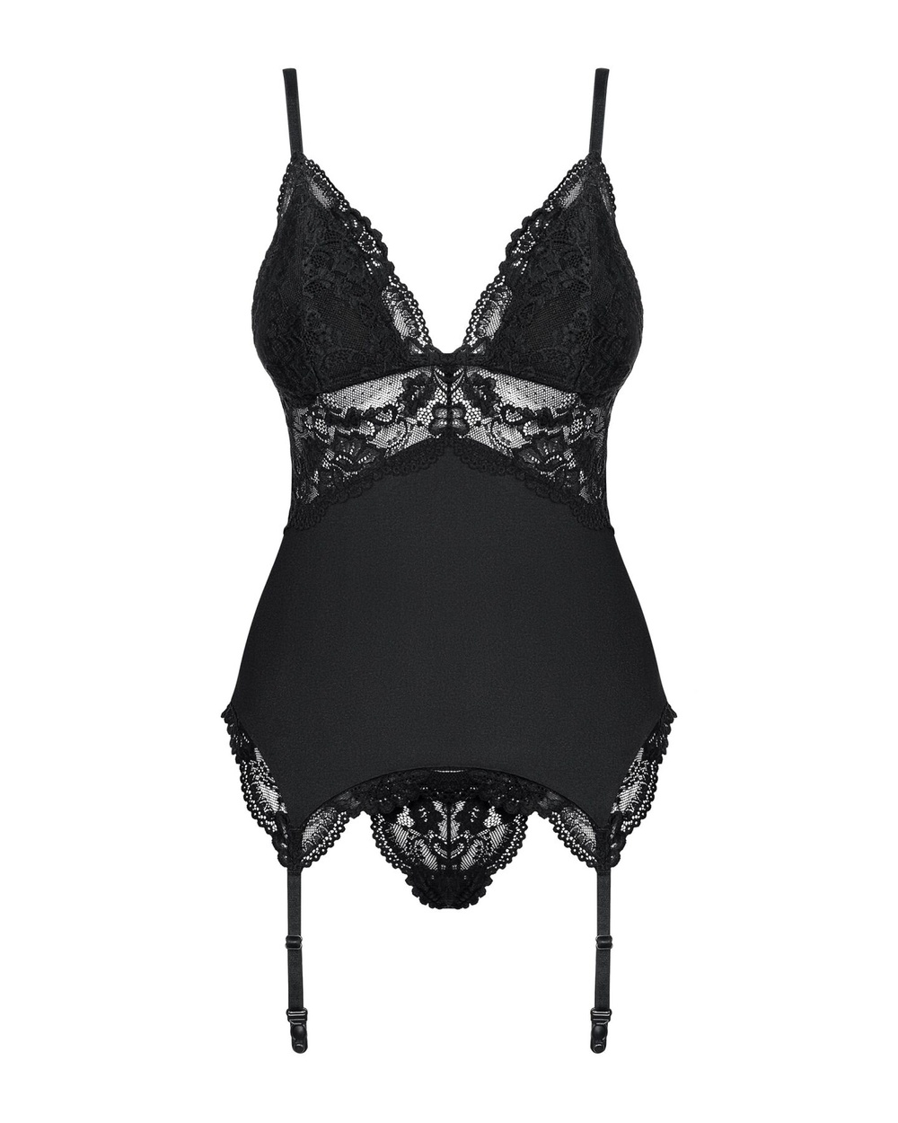 Obsessive 810-COR-1 corset & thong black L/XL фото
