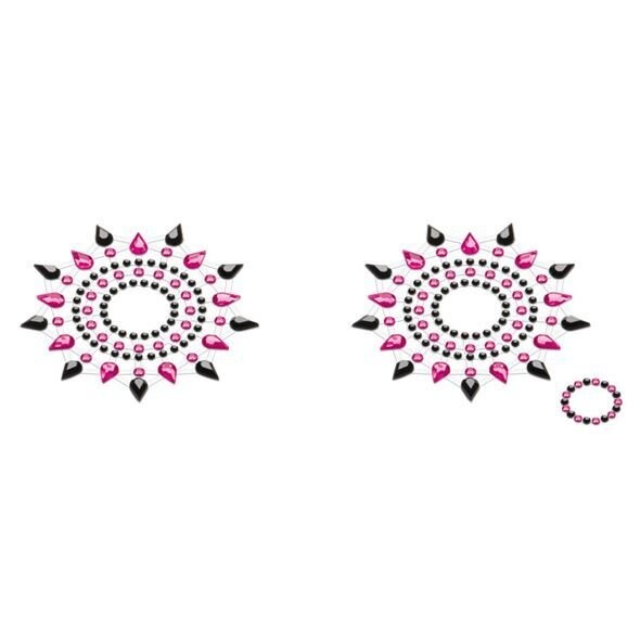 Пэстис из кристаллов Petits Joujoux Gloria set of 2 - Black/Pink, украшение на грудь фото