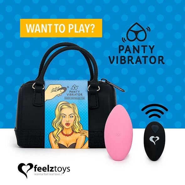 Вибратор в трусики FeelzToys Panty Vibrator Pink с пультом ДУ, 6 режимов работы, сумочка-чехол фото