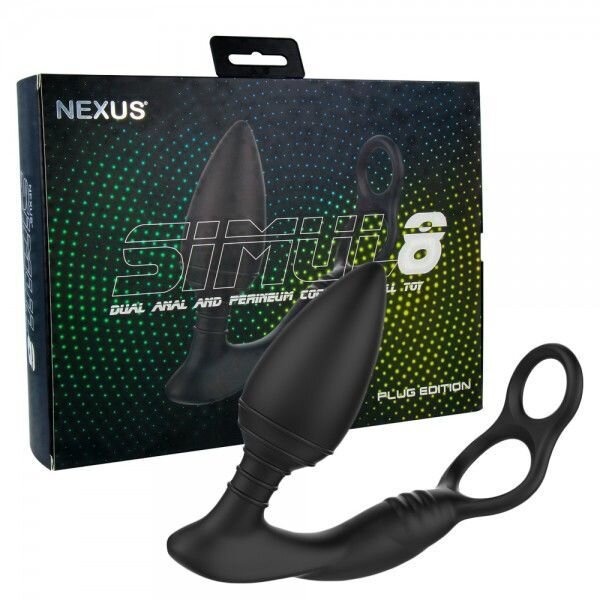 Анальная вибропробка Nexus SIMUL8 Plug Edition с эрекционным кольцом, 2 мотора, макс. диаметр 4см фото