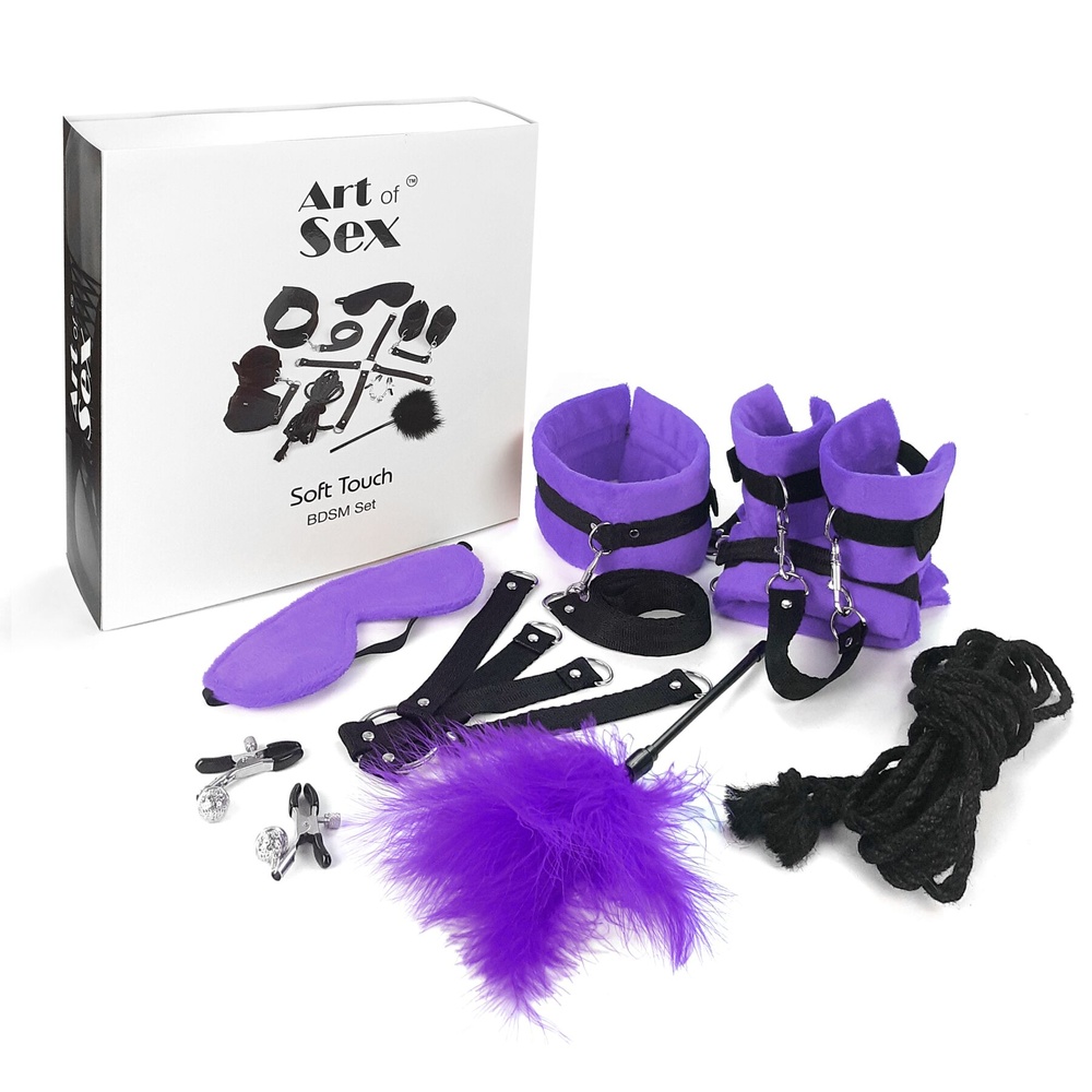 Набір БДСМ Art of Sex - Soft Touch BDSM Set, 9 предметів, Фіолетовий фото