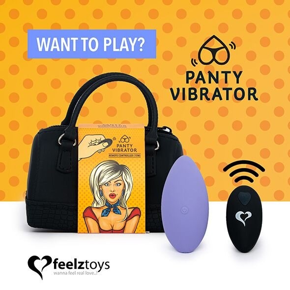 Вибратор в трусики FeelzToys Panty Vibrator Purple с пультом ДУ, 6 режимов работы, сумочка-чехол фото
