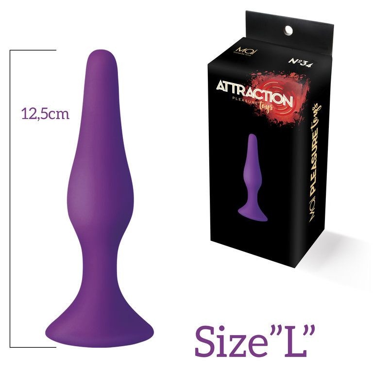 Анальна пробка на присоску MAI Attraction Toys №34 Purple, довжина 12,5 см, діаметр 3,2см фото
