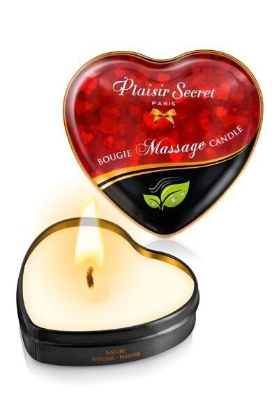Масажна свічка сердечко Plaisirs Secrets Natural (35 мл) фото