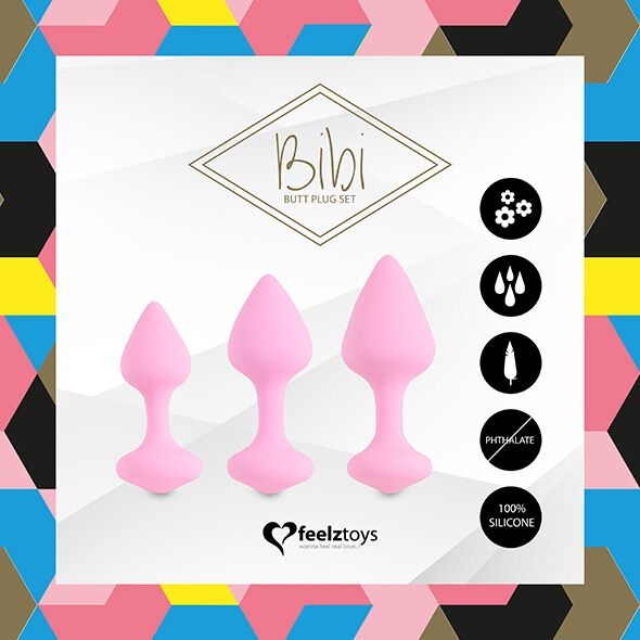 Набор силиконовых анальных пробок FeelzToys - Bibi Butt Plug Set 3 pcs Pink фото