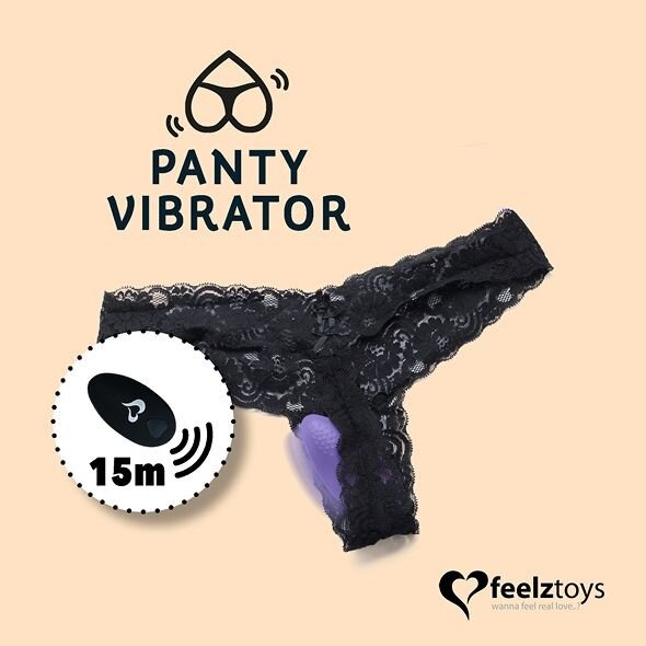 Вибратор в трусики FeelzToys Panty Vibrator Black с пультом ДУ, 6 режимов работы, сумочка-чехол фото