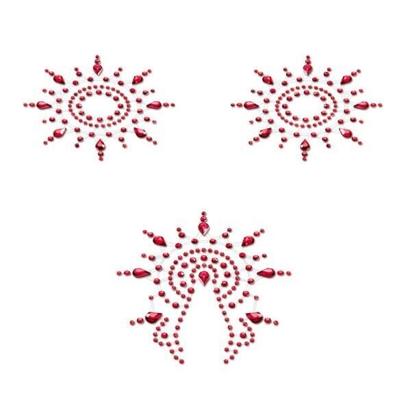 Пэстис из кристаллов Petits Joujoux Gloria set of 3 - Red, украшение на грудь и вульву фото