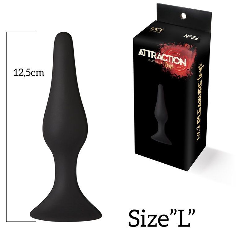 Анальна пробка на присоску MAI Attraction Toys №34 Black, довжина 12,5 см, діаметр 3,2см фото
