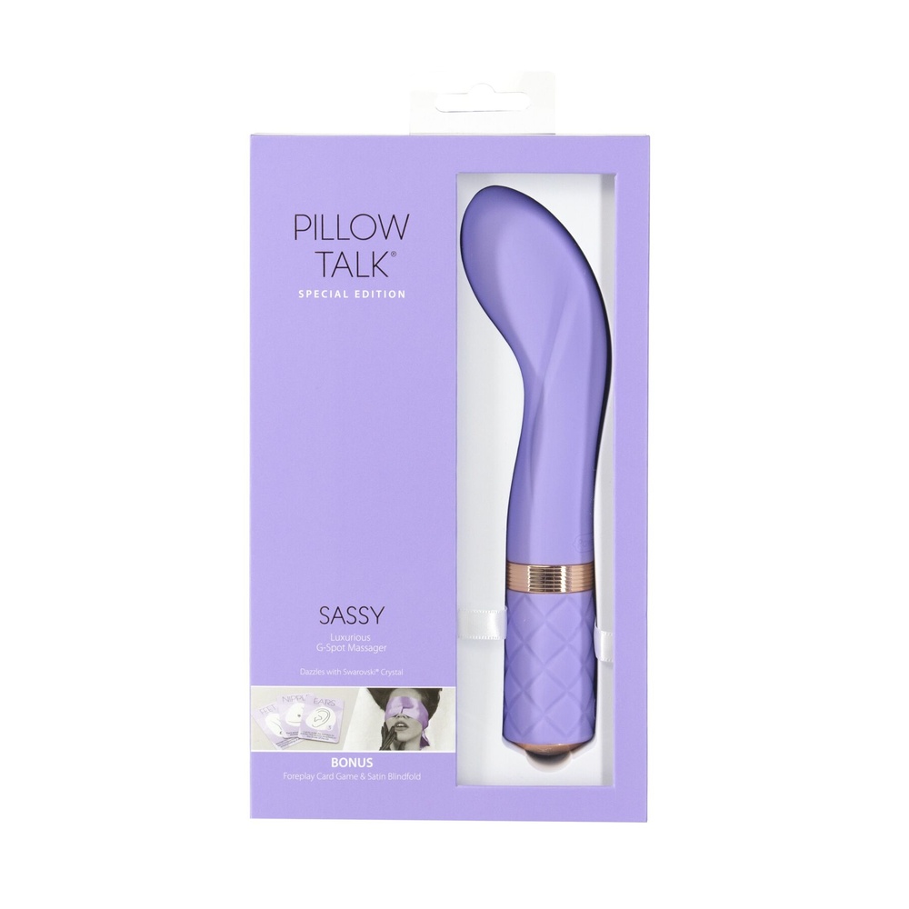 Розкішний вібратор Pillow Talk Sassy Purple Special Edition, Сваровскі, пов’язка на очі+гра фото