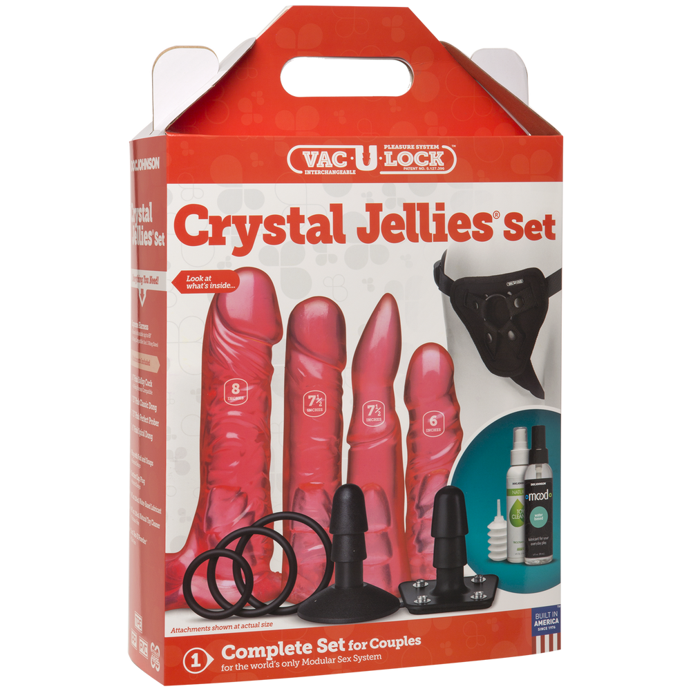 Набір для страпона Doc Johnson Vac-U-Lock Crystal Jellies Set, діаметр 3,8 см, 2х4,5 см, 5,1 см фото