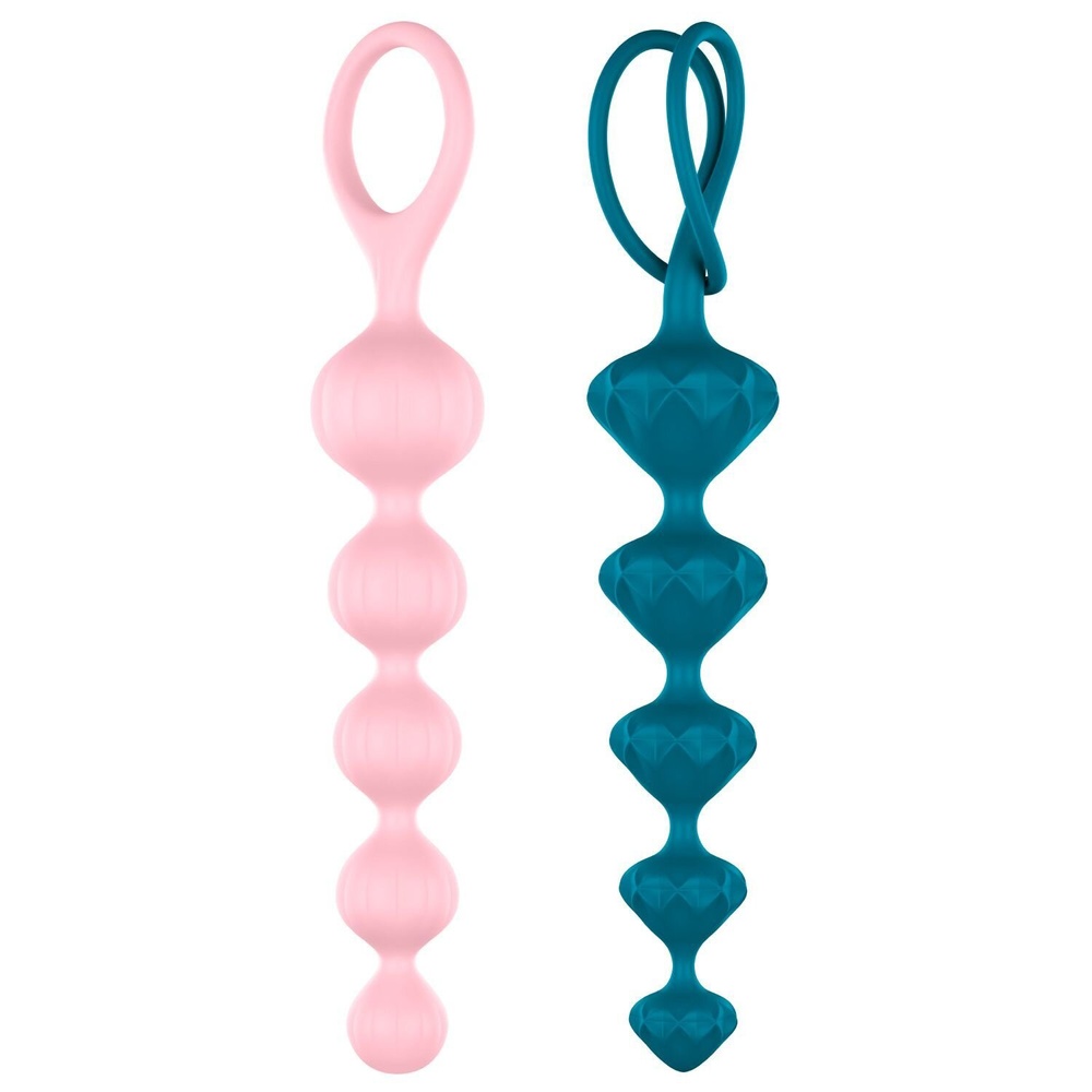 Набор анальных бус Satisfyer Beads Colored, силикон , макс. диаметр 3,3см и 3,5см фото