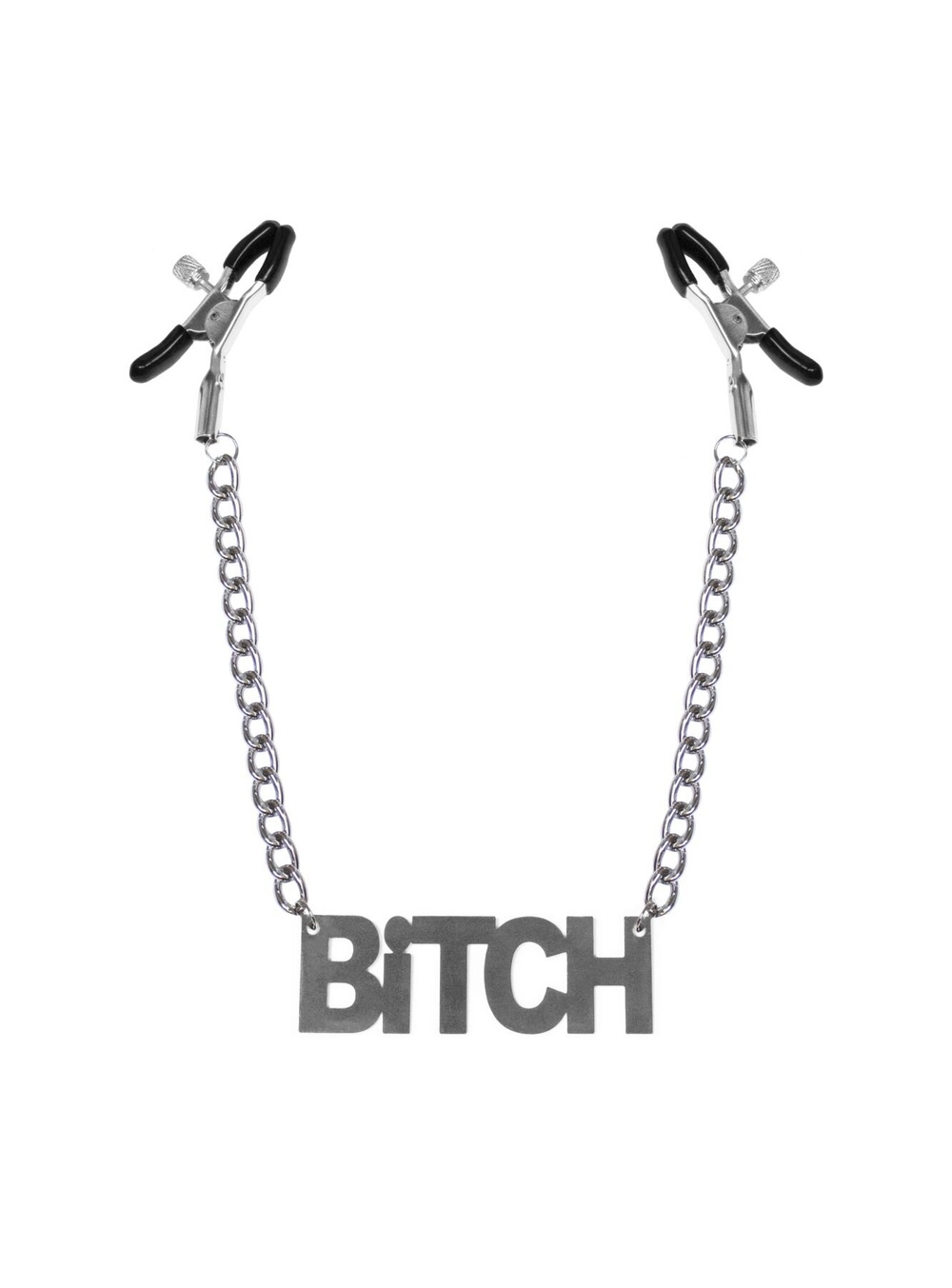 Затискачі для сосків Bitch, Feral Feelings — Nipple clamps Bitch, срібло/чорний фото