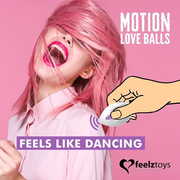 Вагінальні кульки з масажем і вібрацією FeelzToys Motion Love Balls Jivy з пультом дистанційного керування, 7 режимів фото