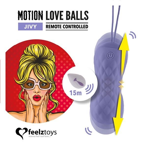 Вагинальные шарики с массажем и вибрацией FeelzToys Motion Love Balls Jivy с пультом ДУ, 7 режимов фото