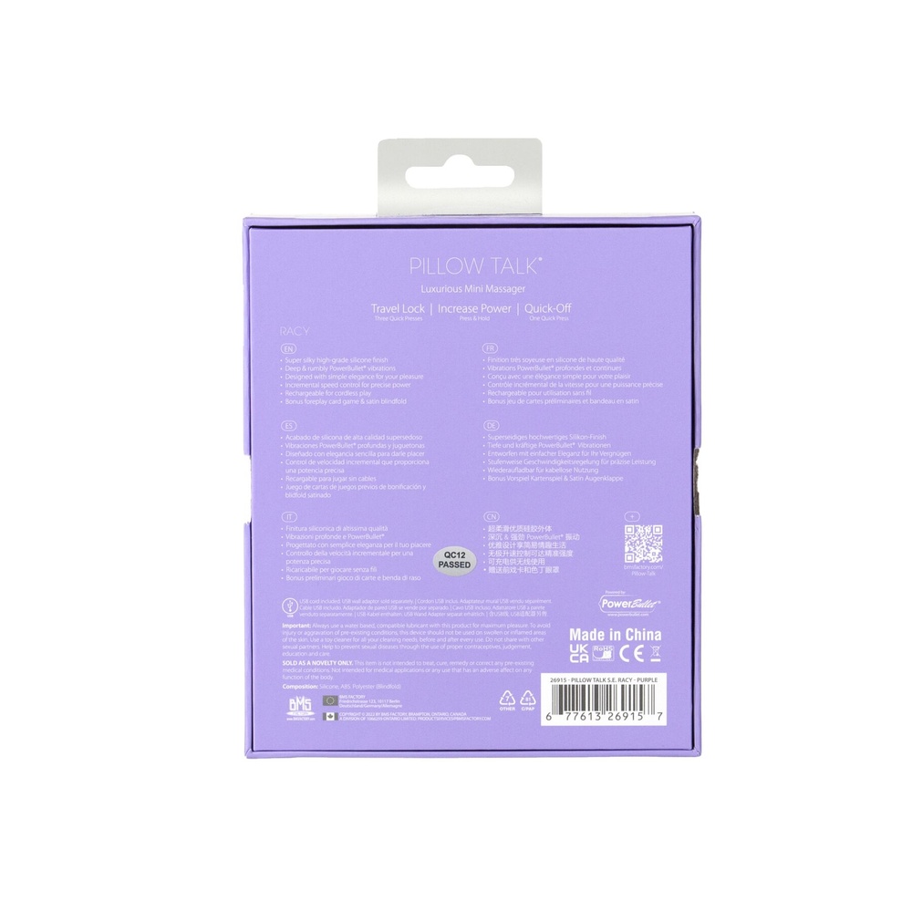Розкішний вібратор Pillow Talk Racy Purple Special Edition, Сваровскі, пов’язка на очі+гра фото