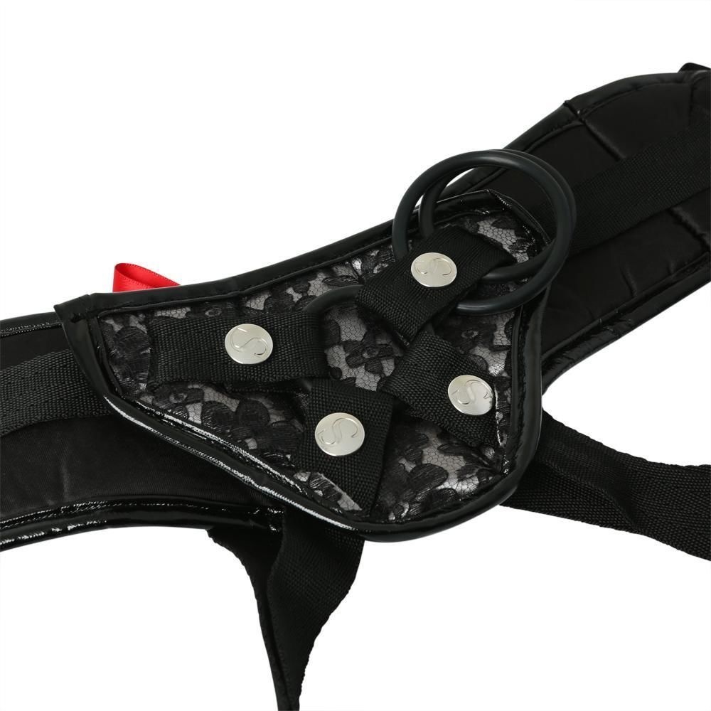 Трусы для страпона Sportsheets - Platinum Lace Corset, широкий пояс, бант, кружево фото