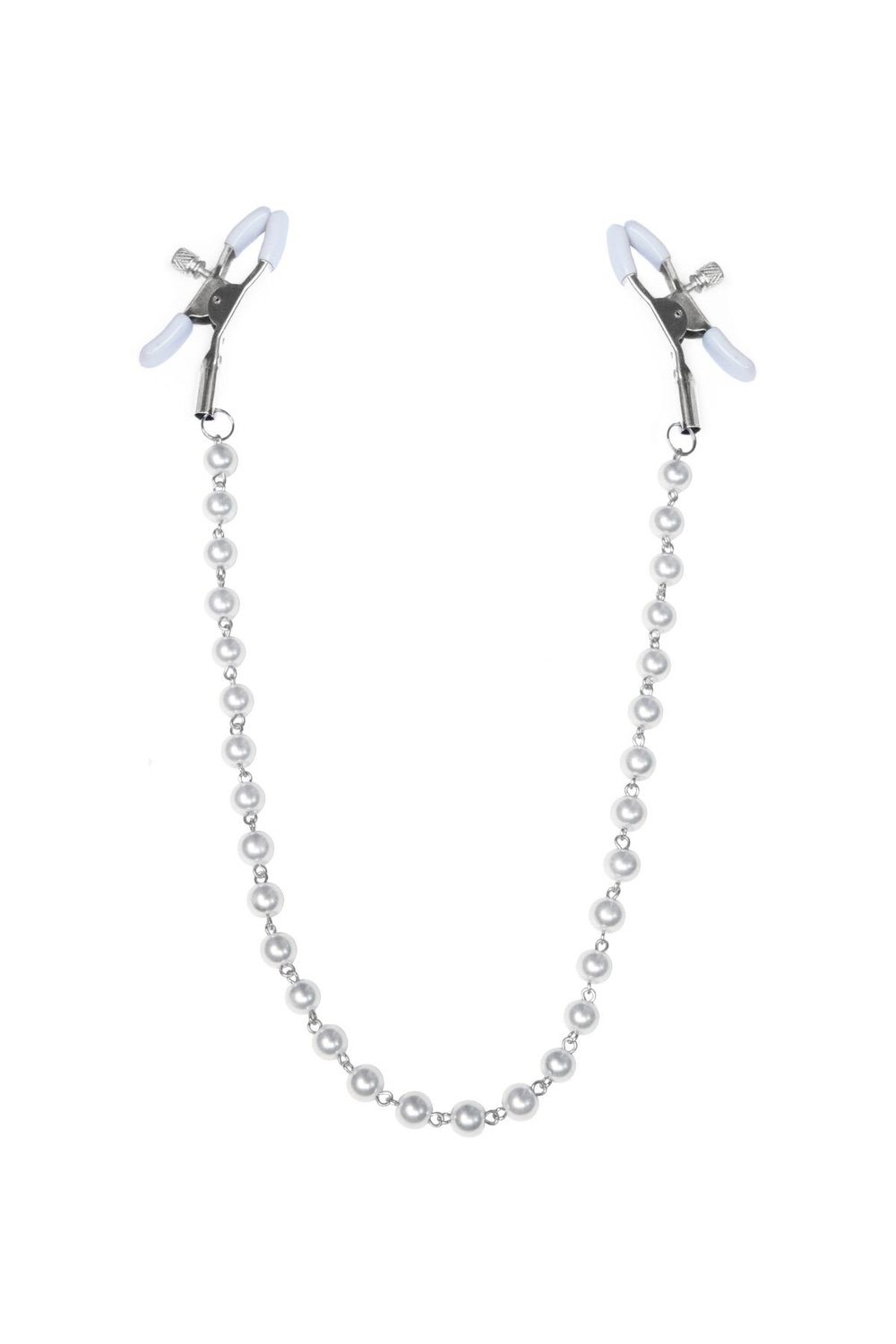 Зажимы для сосков с жемчугом Feral Feelings - Nipple clamps Pearls, серебро/белый фото