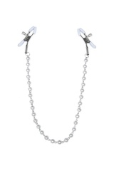 Затискачі для сосків з перлами Feral Feelings — Nipple clamps Pearls, срібло/білий фото