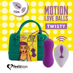 Вагінальні кульки з масажем і вібрацією FeelzToys Motion Love Balls Twisty з пультом дистанційного керування, 7 режимів фото