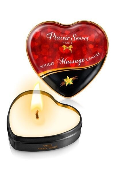 Массажная свеча сердечко Plaisirs Secrets Vanilla (35 мл) фото
