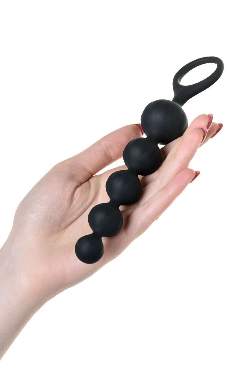 Набор анальных бус Satisfyer Beads Black, силикон, макс. диаметр 3,3см и 3,5см фото