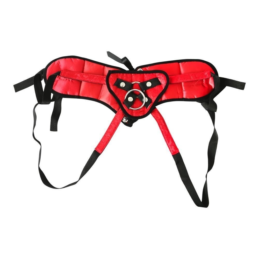 Труси для страпона Sportsheets — SizePlus Red Lace Satin Corsette, з корсетній утяжкой, ульракомфорт фото