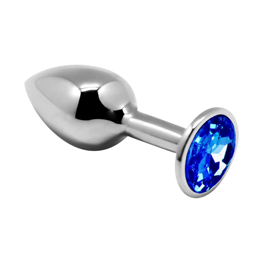 Металева анальна пробка із кристалом Alive Mini Metal Butt Plug Blue L фото