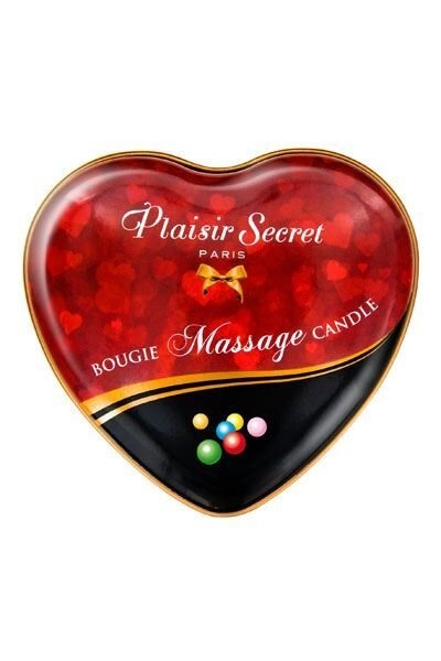 Массажная свеча сердечко Plaisirs Secrets Bubble Gum (35 мл) фото