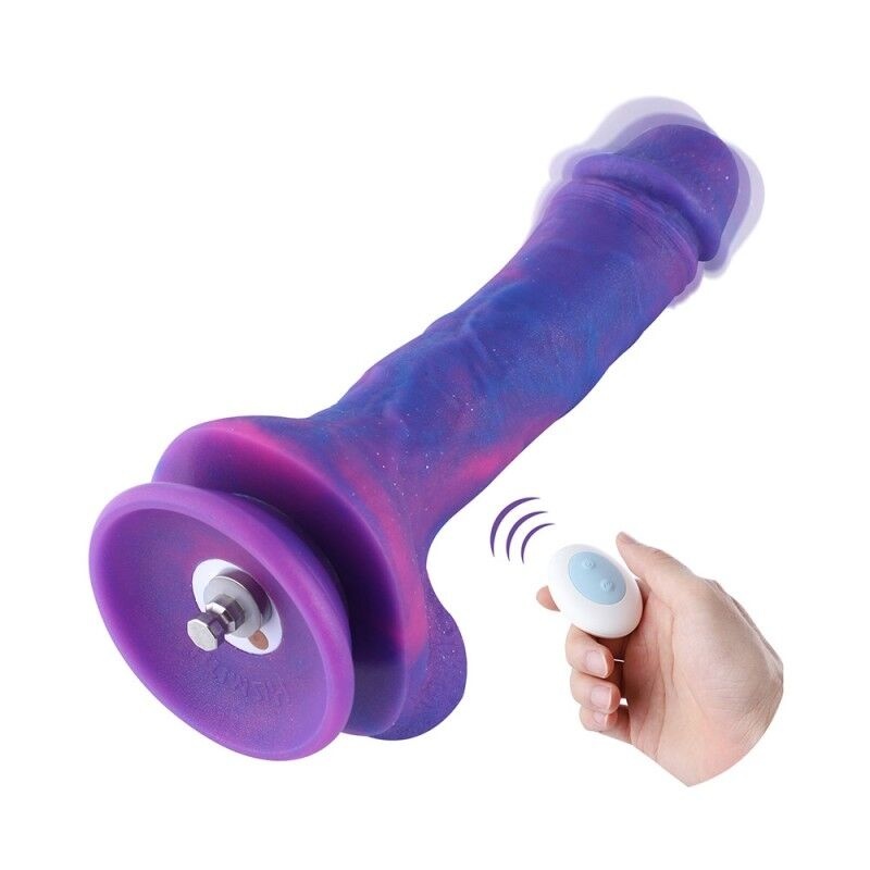 Фалоімітатор 8.2″ з вібрацією для секс-машин Hismith Purple Silicone Dildo with Vibe, знімний конект фото