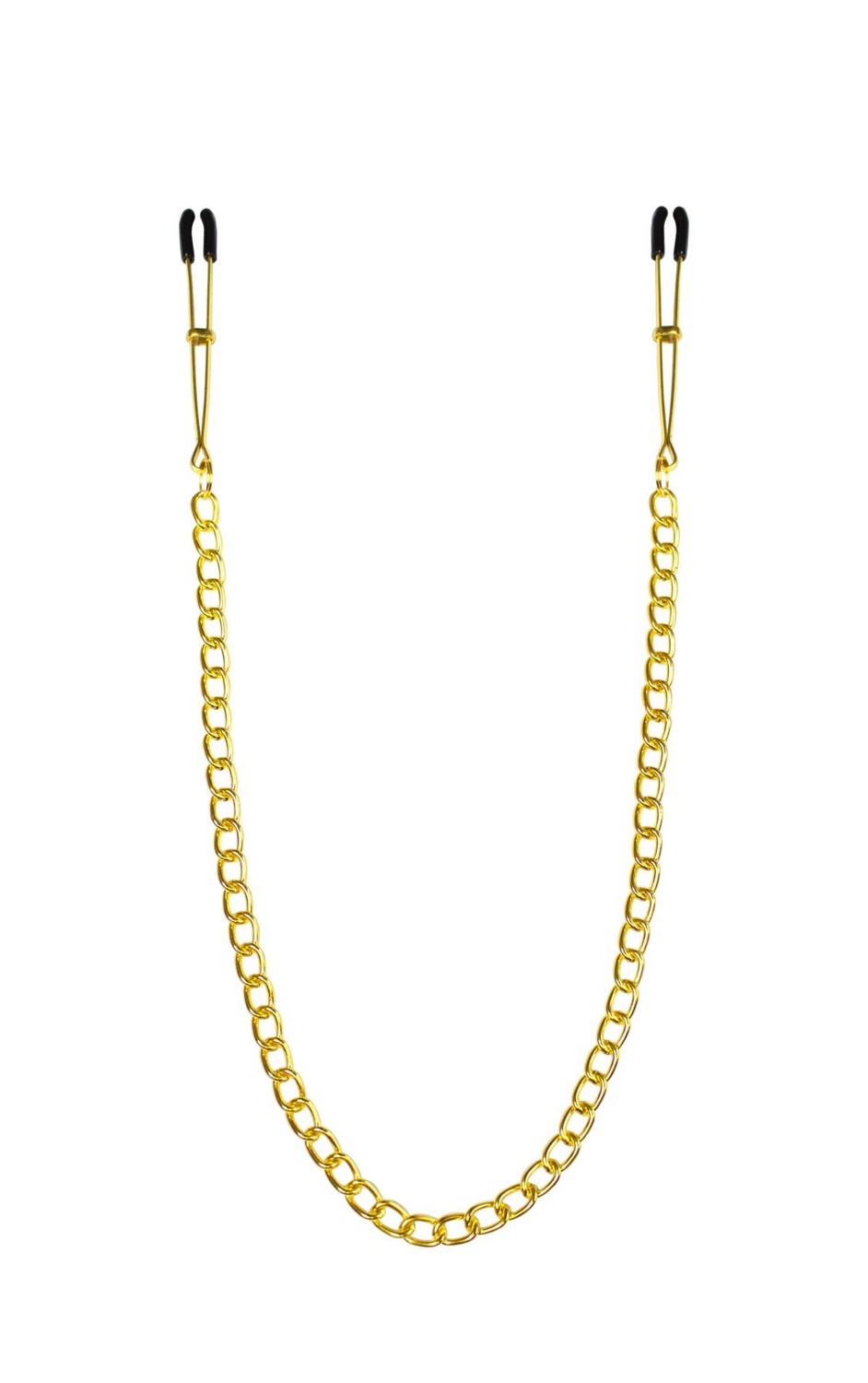 Тонкі затискачі для сосків з ланцюжком Feral Feelings — Chain Thin nipple clamps, золото/чорний фото