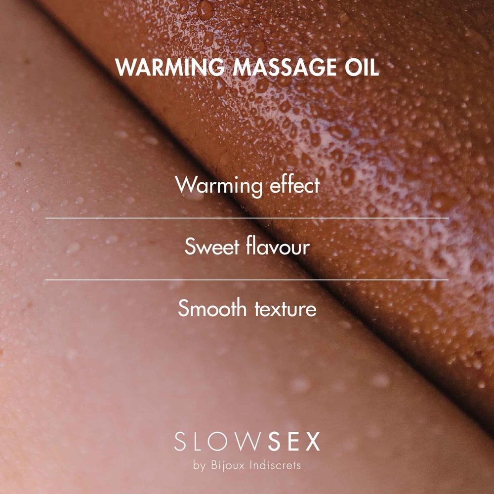 Розігріваюча їстівна масажна олія Bijoux Indiscrets Slow Sex Warming massage oil фото