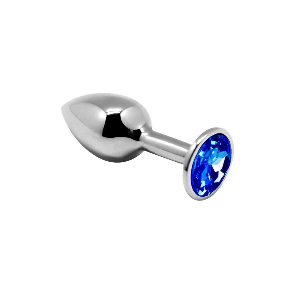 Металева анальна пробка із кристалом Alive Mini Metal Butt Plug Blue S фото