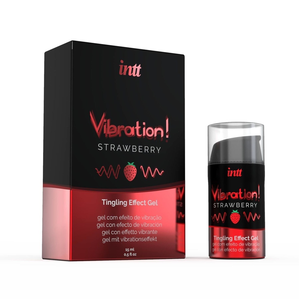 Жидкий вибратор Intt Vibration Strawberry (15 мл), густой гель, очень вкусный, действует до 30 минут фото