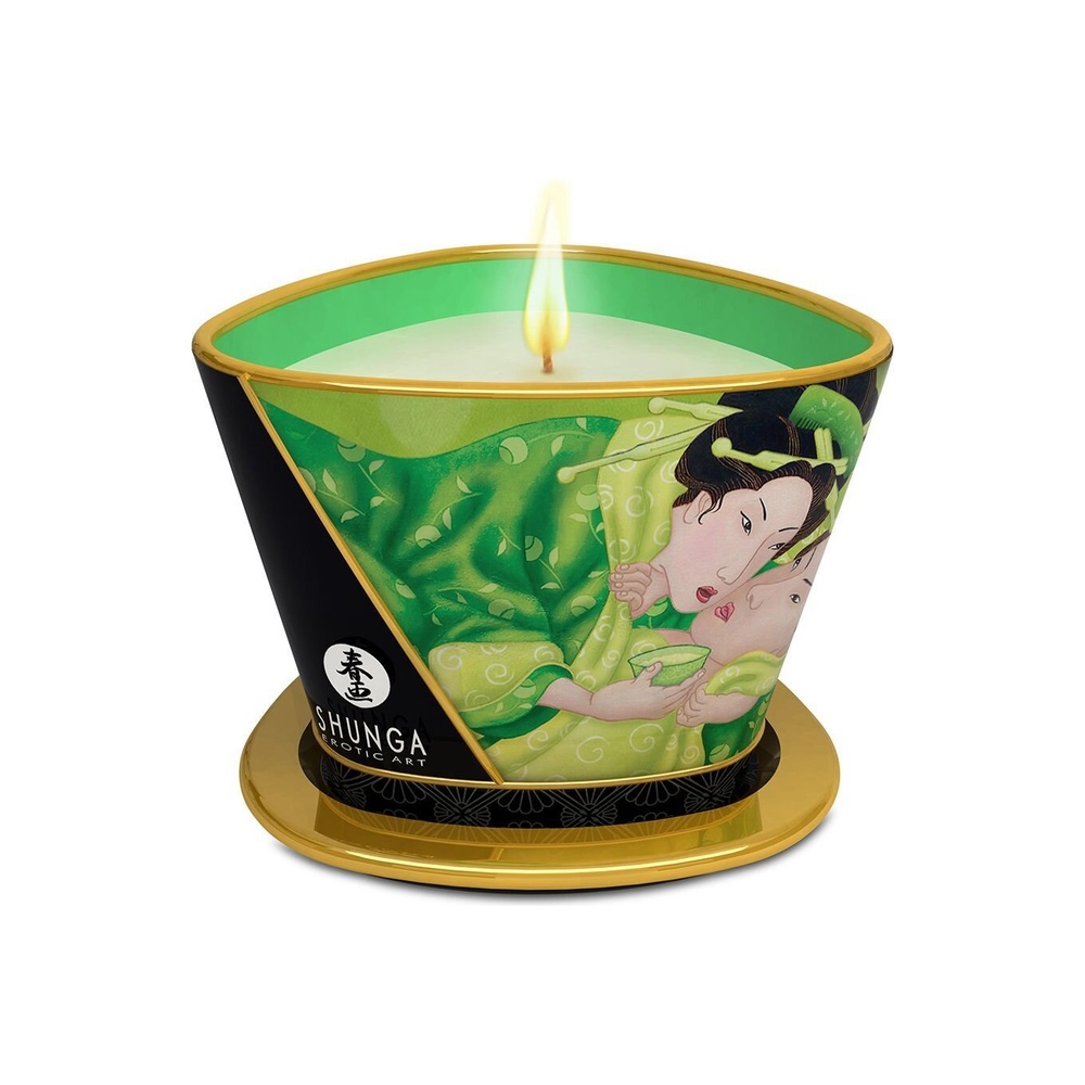 Массажная свеча Shunga Massage Candle - Exotic Green Tea (170 мл) с афродизиаками фото