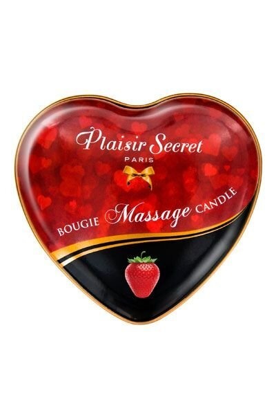 Массажная свеча сердечко Plaisirs Secrets Strawberry (35 мл) фото