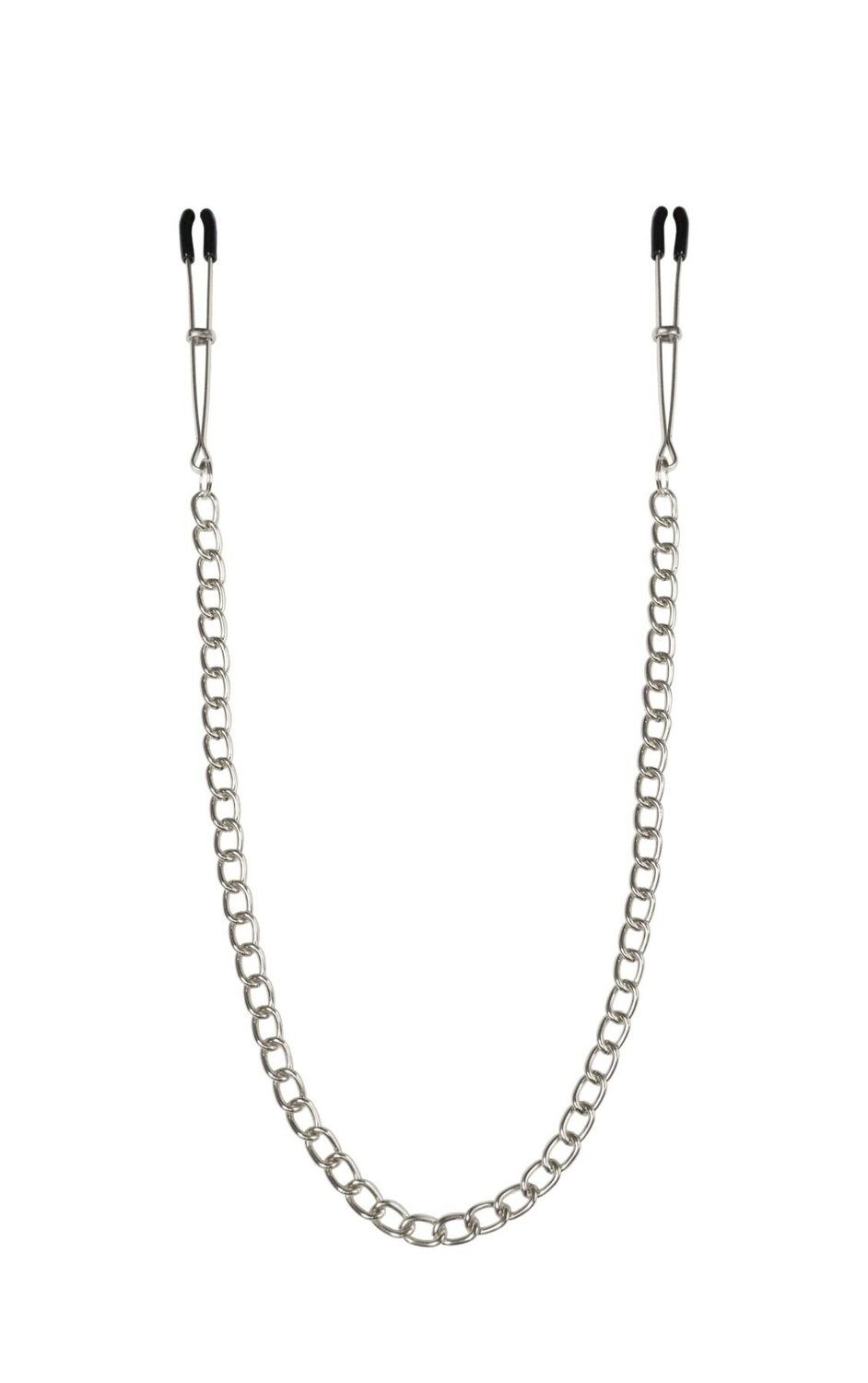 Тонкие зажимы для сосков с цепочкой Feral Feelings - Chain Thin nipple clamps, серебро/черный фото