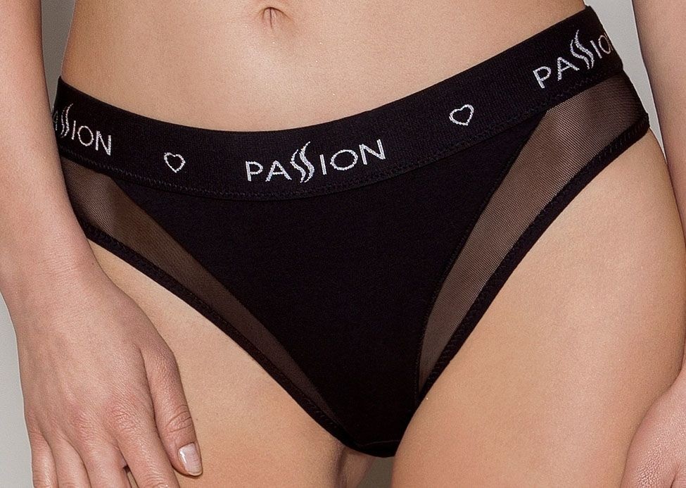 Трусики з прозорою вставкою Passion PS002 PANTIES black, size L фото